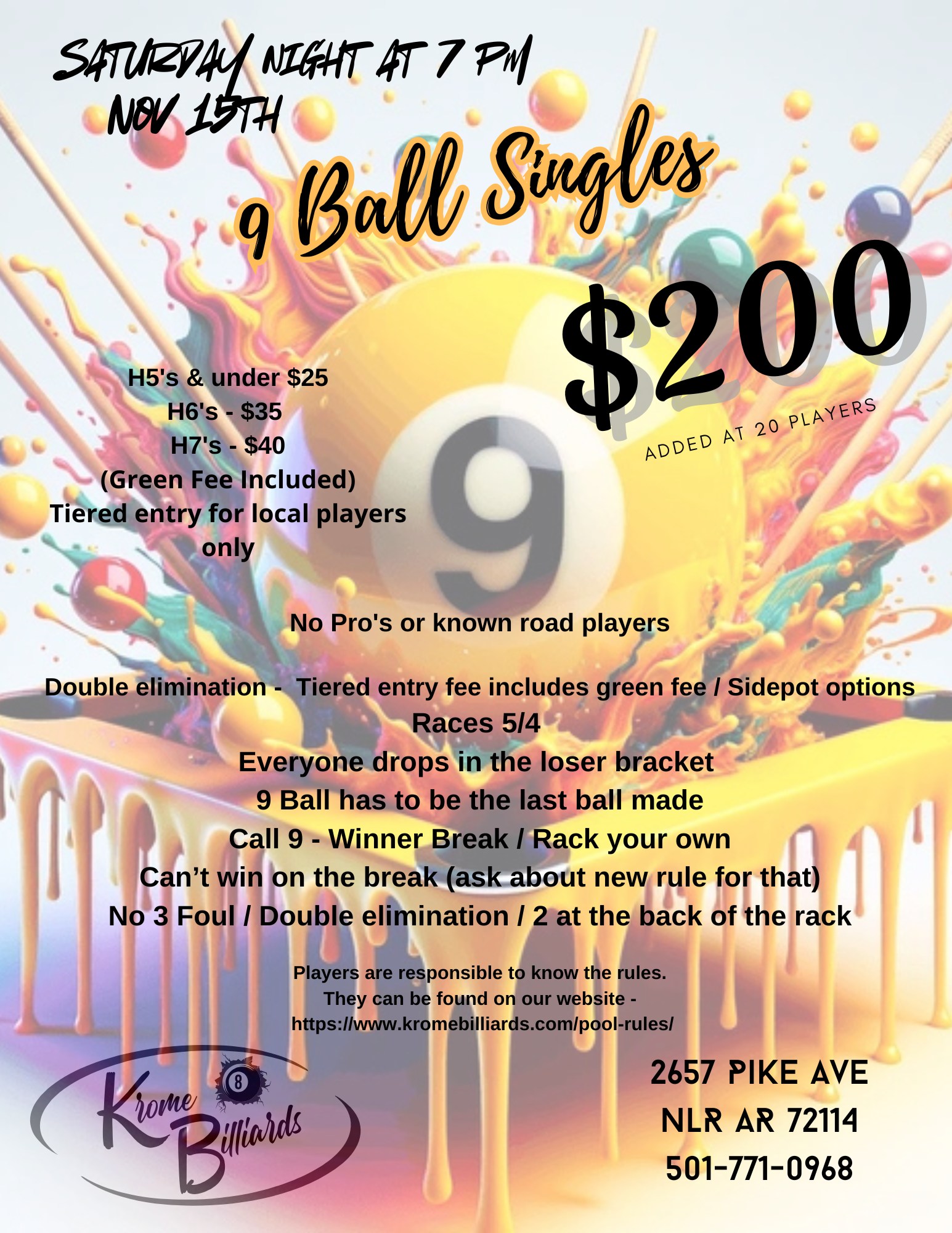 Tournament flyer / rules image